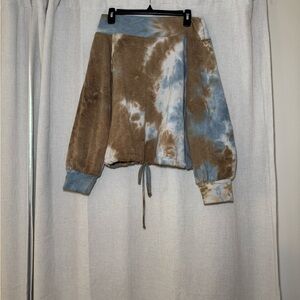 Gilli Blue and Brown Tie-Dye off the shoulder top